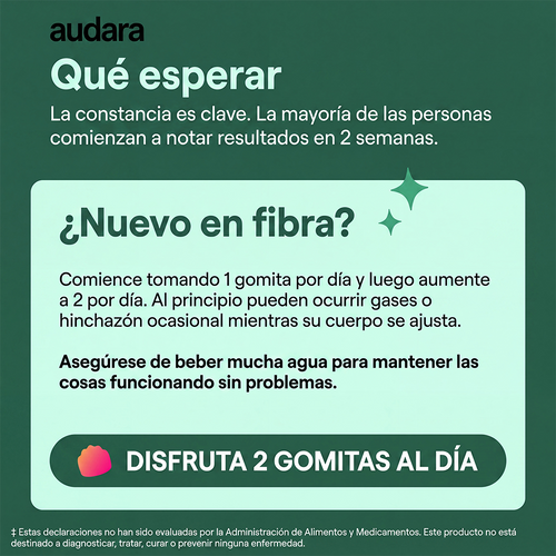Audara Fiber Gummies para la salud digestiva y la regularidad