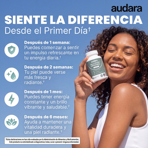 Liposomal glutathione promotes a more even and radiant skin tone from within.