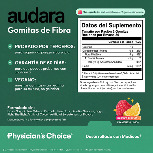 Gomitas de fibra Audara para la salud digestiva y la regularidad