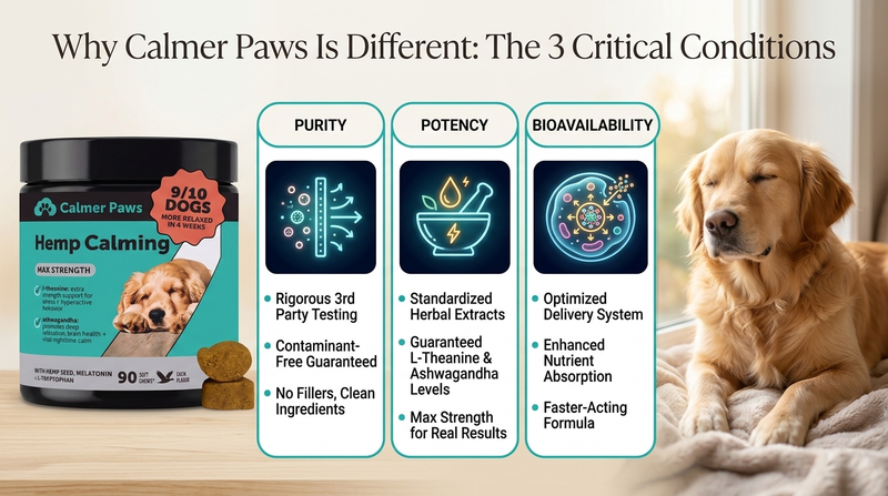 4. Calmer Paws: The Only Formula That Targets Anxiety At Its Root