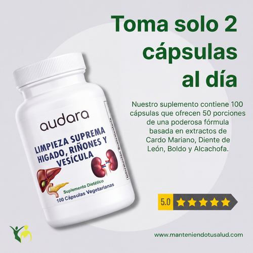 New Life Limpieza Suprema Hígado Riñones y Vesícula, Raíz de Diente de León y Cardo Mariano, 100 Cápsulas Vegetales Suplemento Dietético