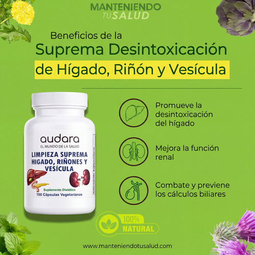 New Life Limpieza Suprema Hígado Riñones y Vesícula, Raíz de Diente de León y Cardo Mariano, 100 Cápsulas Vegetales Suplemento Dietético